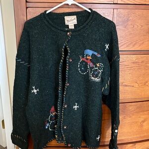 Woolrich Black Cardigan with Snowman Design